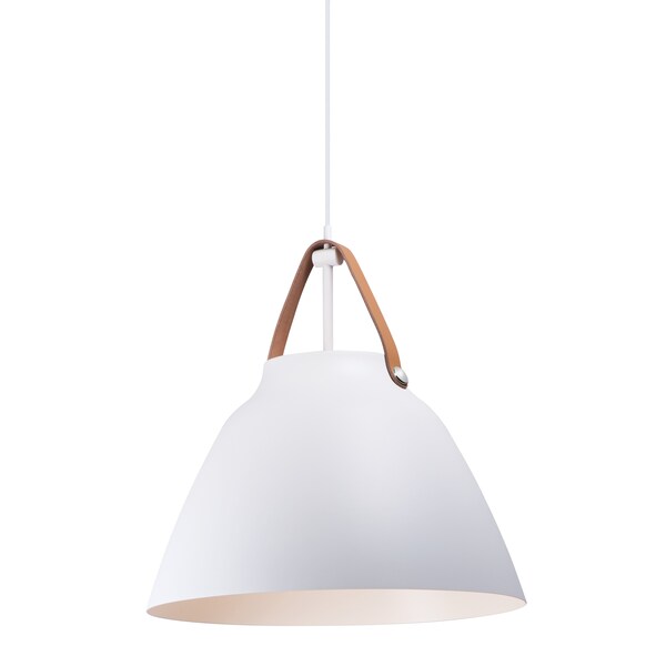 Maxim Lighting Nordic 1-Light 19" Wide Tan Leather / White Pendant Light 11358TNWT - main